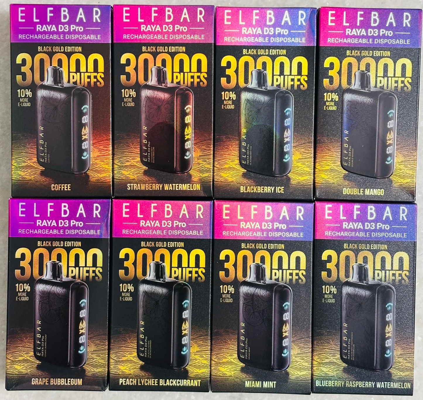 ELFBAR RAYA D3 PRO 30K PUFFS – BLACK GOLD EDITION - Image 2