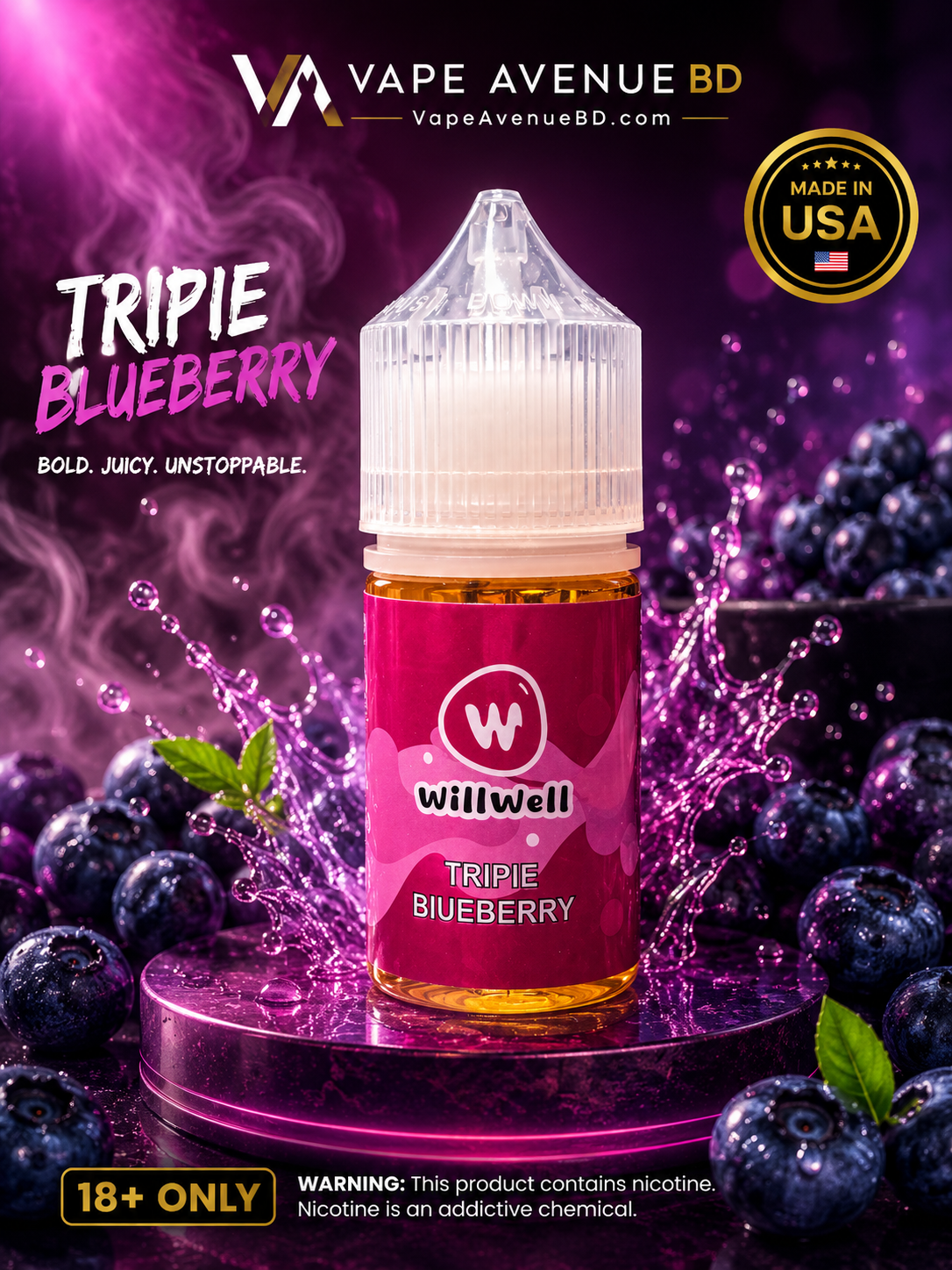 Willwell Triple Blueberry Nic Salt E-Liquid 30ml 50MG