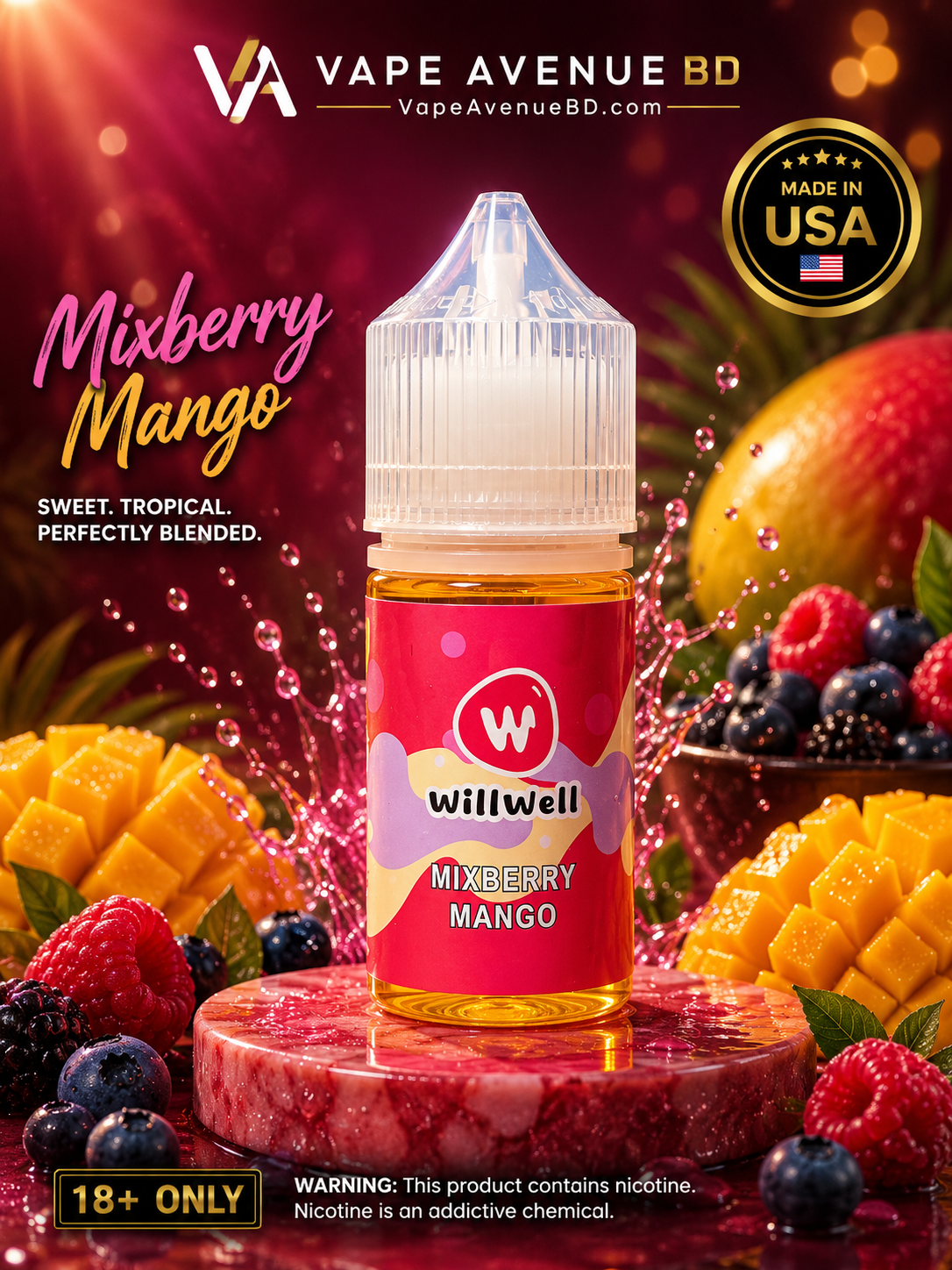 Willwell Mix Berry Mango Nic Salt E-Liquid 30ml 50MG