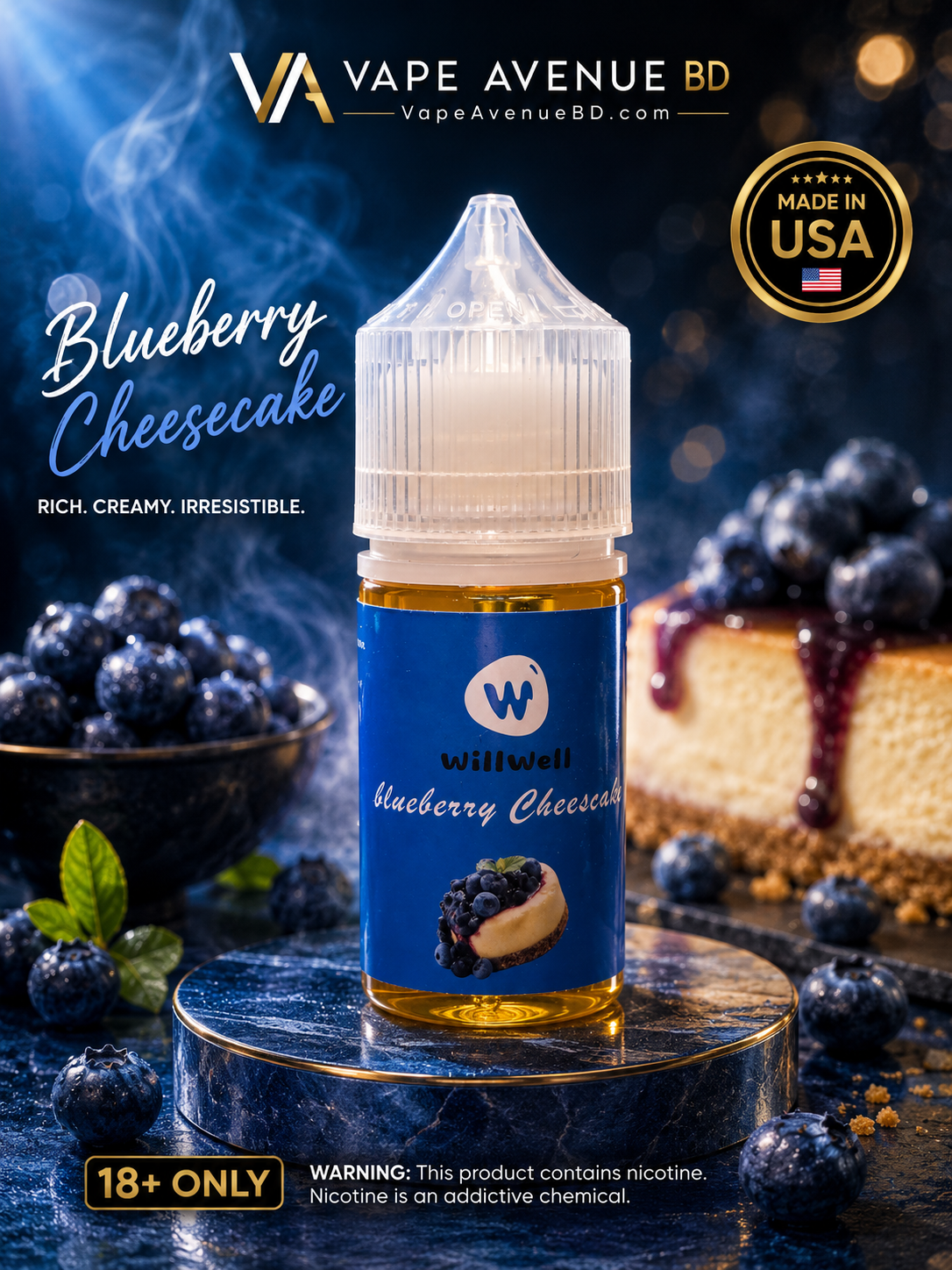 Willwell Blueberry Cheesecake Nic Salt E-Liquid 30ml 50MG